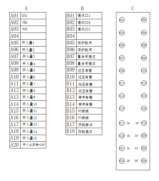 SGE6000P微机PT保护装置端子图